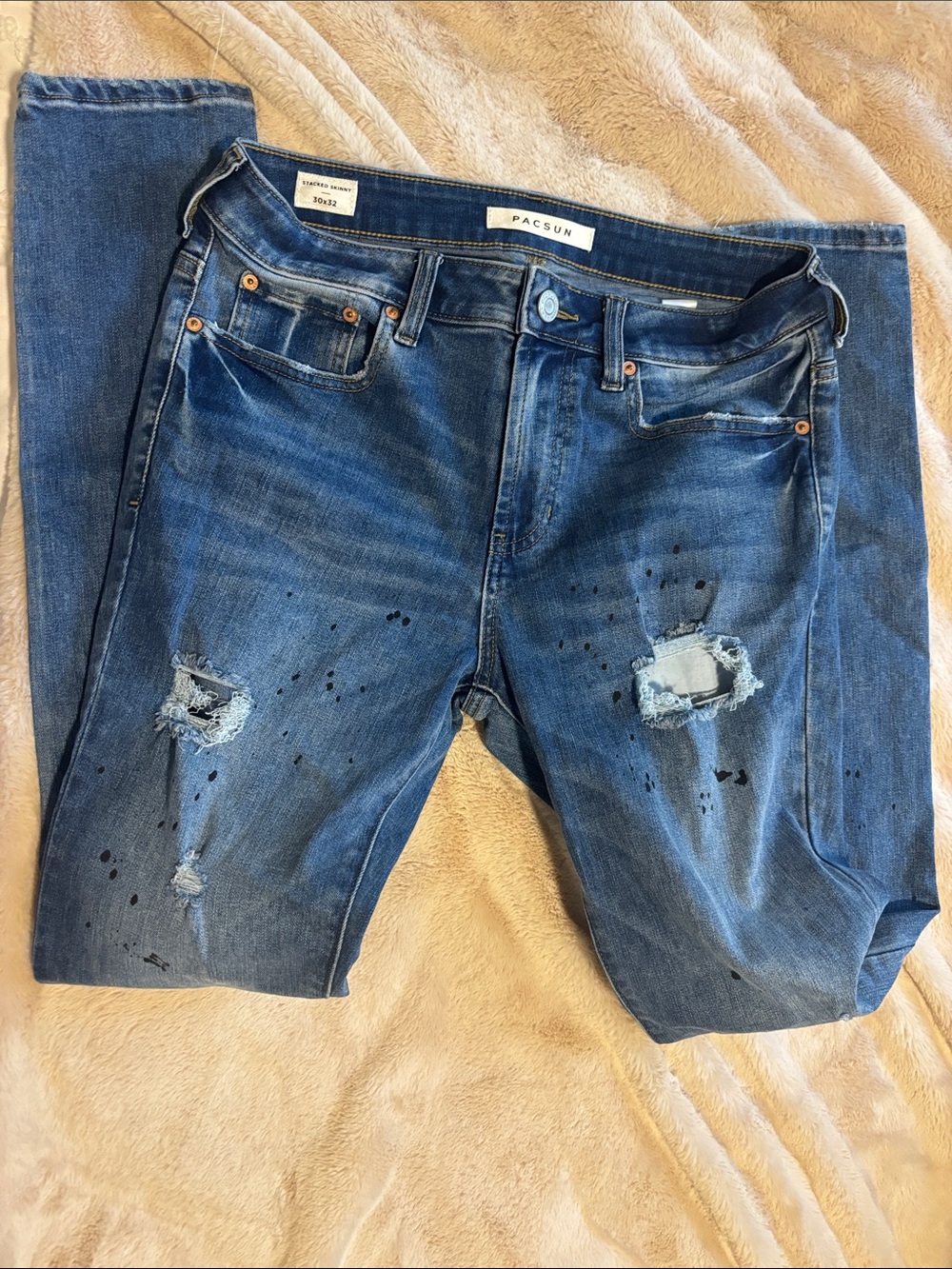 PacSun Men's Blue Distressed Slim Straight Jeans